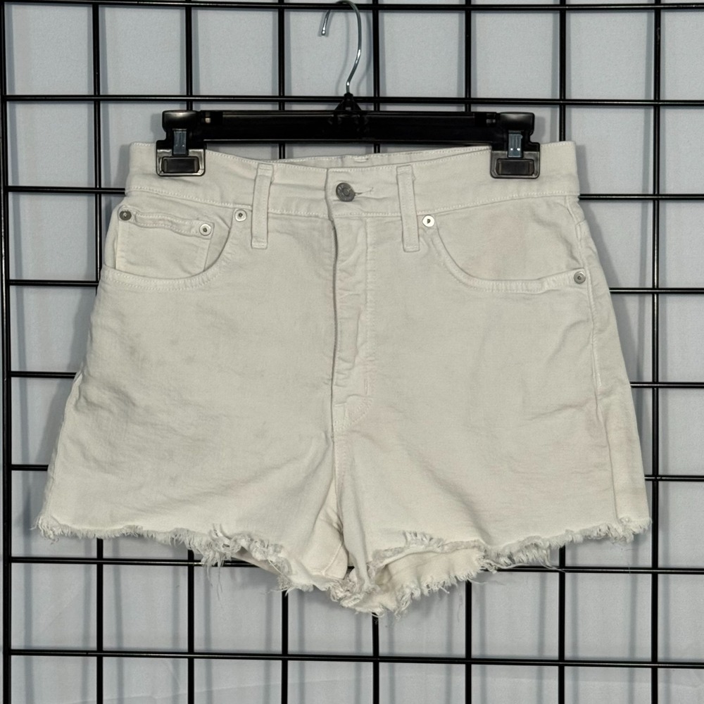 Madewell Raw Hem Jean Shorts Womens 28 White Cutoff Festival Stretch Denim J2509